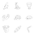 Country Australia icons set, outline style