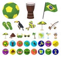 Country Brazil cartoon,flat icons in set collection for design. Travel and attractions Brazil vector symbol stock web Royalty Free Stock Photo