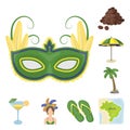 Country Brazil cartoon icons in set collection for design. Travel and attractions Brazil vector symbol stock web
