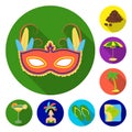 Country Brazil flat icons in set collection for design. Travel and attractions Brazil vector symbol stock web Royalty Free Stock Photo