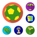 Country Brazil flat icons in set collection for design. Travel and attractions Brazil vector symbol stock web Royalty Free Stock Photo