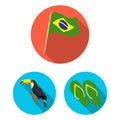 Country Brazil flat icons in set collection for design. Travel and attractions Brazil vector symbol stock web Royalty Free Stock Photo