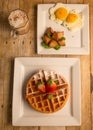 Country Breakfast Waffle Platter Royalty Free Stock Photo