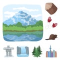 Country Canada cartoon icons in set collection for design. Canada and landmark vector symbol stock web illustration.