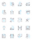 Country capital linear icons set. Architectural, Bustling, Cultural, Diverse, Eclectic, Elegant, Enchanting line vector