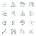 Country capital linear icons set. Architectural, Bustling, Cultural, Diverse, Eclectic, Elegant, Enchanting line vector