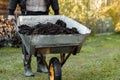 Country car with fertilizer, planting season. Planting vegetables Royalty Free Stock Photo