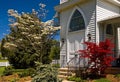 Country church doorway spring Royalty Free Stock Photo
