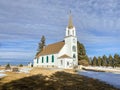 country church still sitting quietly on the quaint prairie Royalty Free Stock Photo