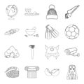 Country, crop, maintenance and other web icon in outline style.Medicine, game, building icons in set collection.