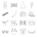 Country, crop, maintenance and other web icon in outline style.Medicine, game, building icons in set collection.