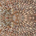 Red brown gravel floor, abstract centered burst pattern