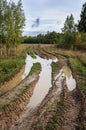 Country dirt road with paddles Royalty Free Stock Photo