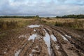 Country dirt road with paddles Royalty Free Stock Photo