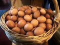 Country eggs in basket Royalty Free Stock Photo