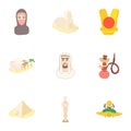 Country Egypt icons set, cartoon style