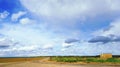 Country empty road blue sky with white clouds Royalty Free Stock Photo