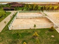 ground for walking, exercise routine and working horses outdoors.View from above Royalty Free Stock Photo