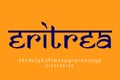 country Eritrea text design. Indian style Latin font design, Devanagari inspired alphabet, letters and numbers, illustration