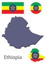 Country Ethiopia silhouette and flag vector