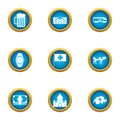 Country of europe icons set, flat style