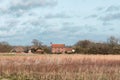 Country farmhouse living. Rural English countryside agricultural landscape scene Royalty Free Stock Photo