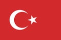 standard size and color of the flag of Turkey (designed to vector, badge, icon) Royalty Free Stock Photo