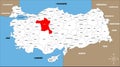 turkey cities map vector illustration Royalty Free Stock Photo