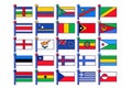 Country flag on flagpole collection set vector