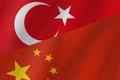 The country flags of China and Republic of Turkey.