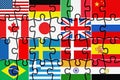 Country flags on jigsaw puzzle pieces. 3D illustration Royalty Free Stock Photo