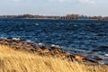 country forest river in early spring with no vegetation on the shores Royalty Free Stock Photo