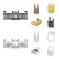 Country Germany cartoon,outline icons in set collection for design. Germany and landmark vector symbol stock web
