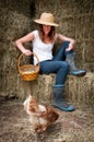 Country Girl with chook Royalty Free Stock Photo