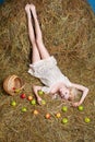 Country girl on hay Royalty Free Stock Photo