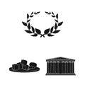 Country Greece black icons in set collection for design.Greece and landmark vector symbol stock web illustration.