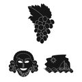 Country Greece black icons in set collection for design.Greece and landmark vector symbol stock web illustration.