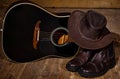 country guitar life, hat and boots Royalty Free Stock Photo