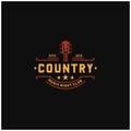 Country Guitar Music Western Vintage Logo Design