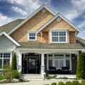 Country Home Dwelling Residence Large House Front Porch Cedar Siding Exterior Royalty Free Stock Photo