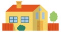 Country house flat icon. Village building yard