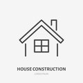 Country house flat line icon. Real estate sign. Thin linear logo for home repair, construction services Royalty Free Stock Photo