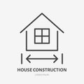 Country house flat line icon. Real estate sign. Thin linear logo for home repair, construction services Royalty Free Stock Photo