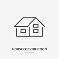 Country house flat line icon. Real estate sign. Thin linear logo for home repair services. Gable roof