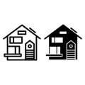 Country house with garage line and glyph icon. Home vector illustration isolated on white. Exterior outline style design Royalty Free Stock Photo