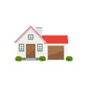 Country house with garage. Vector illustration Royalty Free Stock Photo