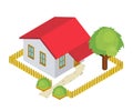 Country house isometric vector illustration Royalty Free Stock Photo