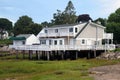 Country house by the Lagoon at the Ogunquit River estuary, view at sunset, Wells, Maine Royalty Free Stock Photo