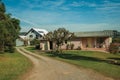 Country house with pathway and lush garden Royalty Free Stock Photo