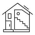 Country house thin line icon. Gable roof house with big window vector illustration isolated on white. Modern cottage Royalty Free Stock Photo